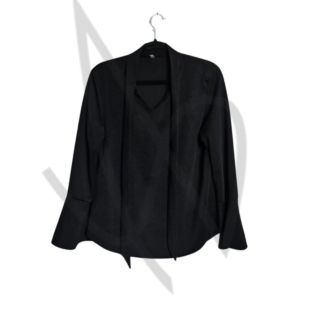Black Long Sleeve Blouse w/Flared Cuffs Size -XL